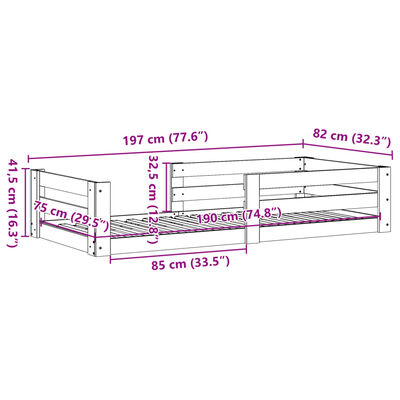 vidaXL Rama łóżka bez materaca, biała, 75x190 cm, lite drewno sosnowe