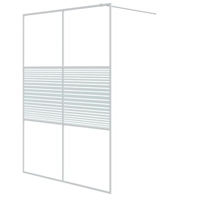 vidaXL Ścianka prysznicowa, biała, 140x195 cm, przezroczyste szkło ESG
