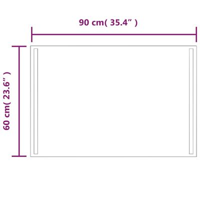 vidaXL Lustro łazienkowe z LED, 60x90 cm