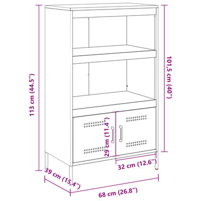 vidaXL Szafka, antracytowa, 68x39x113 cm, stal