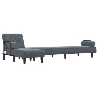 vidaXL Sofa rozkładana L, ciemnoszara, 260x140x70 cm, aksamit