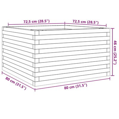 vidaXL Donica ogrodowa, 80x80x46 cm, lite drewno daglezjowe