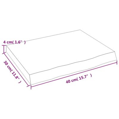 vidaXL Blat do łazienki, ciemnobrązowy, 40x30x(2-4) cm, lite drewno