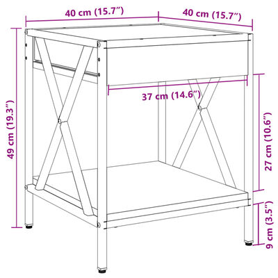 vidaXL Stolik kawowy z LED Infinity, brązowy dąb, 40x40x49 cm