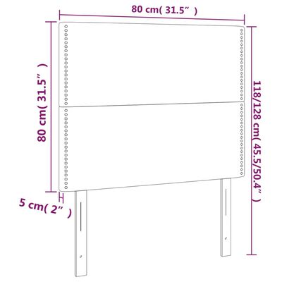 vidaXL Zagłówek do łóżka z LED, ciemnoszary, 80x5x118/128 cm, tkanina