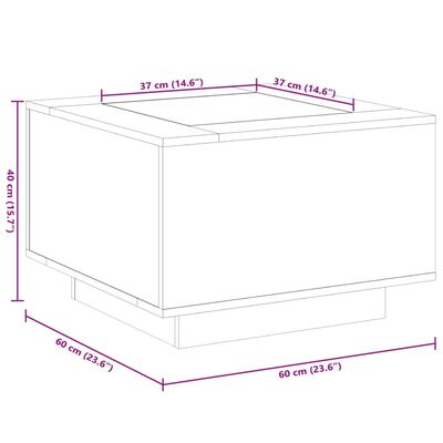 vidaXL Stolik kawowy z LED, szarość betonu, 60x60x40 cm