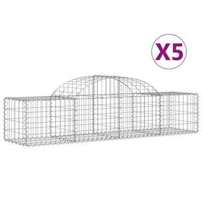 vidaXL Kosze gabionowe, 5 szt, 200x50x40/60 cm, galwanizowane żelazo