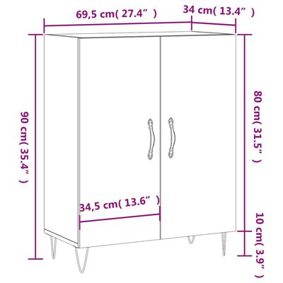 vidaXL Szafka, szarość betonu, 69,5x34x90 cm, materiał drewnopochodny