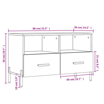 vidaXL Szafka pod TV, szarość betonu, 80x36x50 cm