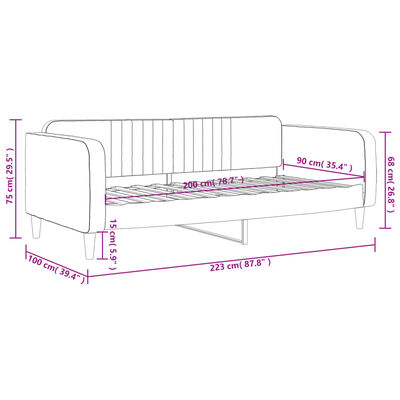 vidaXL Sofa z funkcją spania, ciemnozielona, 90x200cm, obita aksamitem