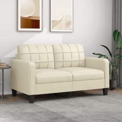 vidaXL 2-osobowa sofa, kremowy, 140 cm, sztuczna skóra