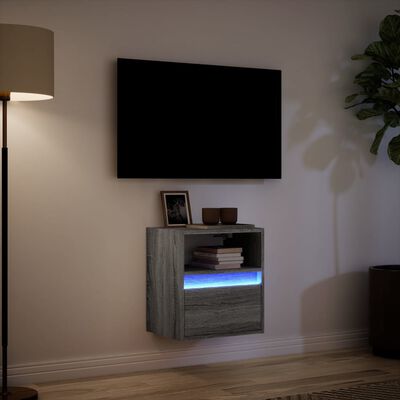 vidaXL Ścienna szafka TV z LED, szary dąb sonoma, 41x31x45 cm