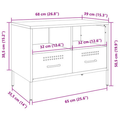 vidaXL Szafka pod telewizor, musztardowa, 68x39x50,5 cm, stalowa