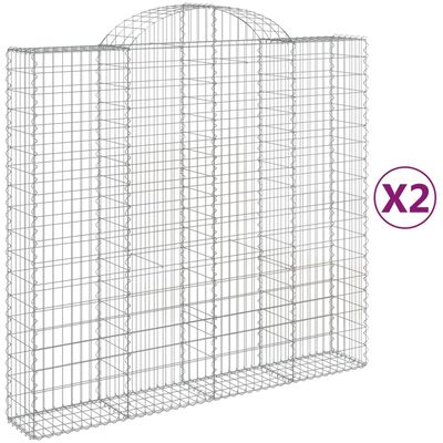 vidaXL Kosze gabionowe, 2 szt, 200x50x180/200 cm, galwanizowane żelazo