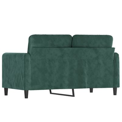 vidaXL Sofa 2-osobowa, ciemnozielona, 120 cm, tapicerowana aksamitem