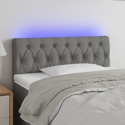 vidaXL Zagłówek do łóżka z LED, ciemnoszary, 100x7x78/88 cm, tkanina