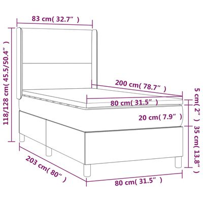 vidaXL Łóżko kontynentalne z materacem, białe, ekoskóra 80x200 cm