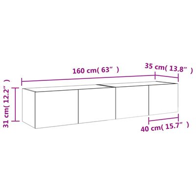 vidaXL Ścienne szafki TV z LED, 2 szt., czarne, 80x35x31 cm