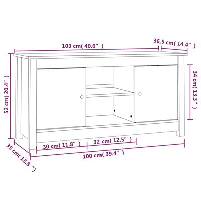 vidaXL Szafka pod TV, miodowy brąz, 103x36,5x52 cm, drewno sosnowe