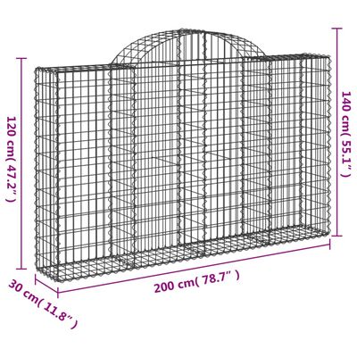 vidaXL Kosze gabionowe, 20 szt, 200x30x120/140cm, galwanizowane żelazo