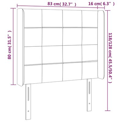 vidaXL Zagłówek do łóżka z LED, kremowy, 83x16x118/128 cm, tkanina