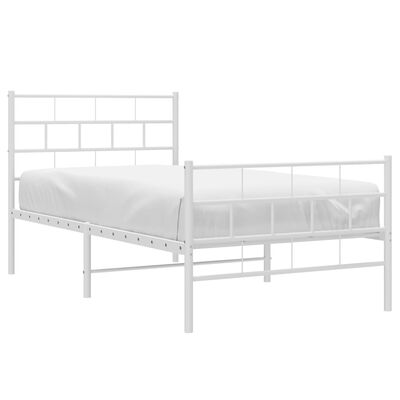 vidaXL Metalowa rama łóżka z wezgłowiem i zanóżkiem, biała, 80x200 cm