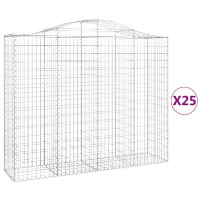 vidaXL Kosze gabionowe, 25 szt, 200x50x160/180cm, galwanizowane żelazo