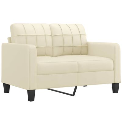 vidaXL Sofa 2-osobowa, kremowa, 120 cm, sztuczna skóra, klasa B