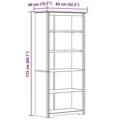 vidaXL Biblioteczka BODO, szara, 82x40x173 cm, sosnowa, 5 półek