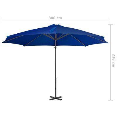 vidaXL Parasol wiszący z aluminiowym słupkiem, 300 cm, niebieski