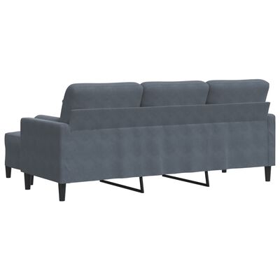 vidaXL 3-osobowa sofa z podnóżkiem, ciemnoszary, 180 cm, aksamit