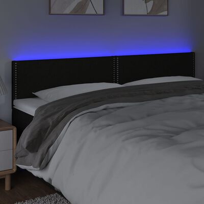 vidaXL Zagłówek do łóżka z LED, czarny, 180x5x78/88 cm, tkanina