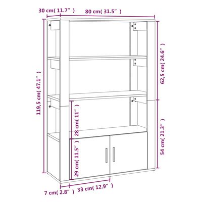 vidaXL Szafka, czarna, 80x30x119,5 cm, materiał drewnopochodny