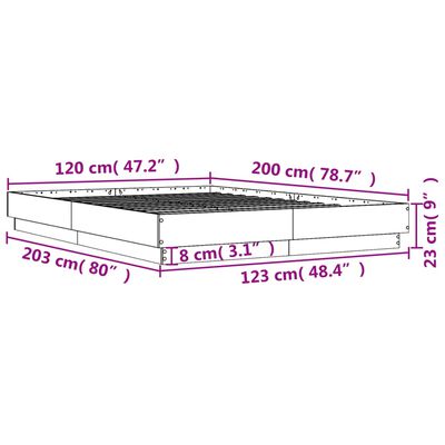 vidaXL Rama łóżka z oświetleniem LED, dąb sonoma, 120x200 cm