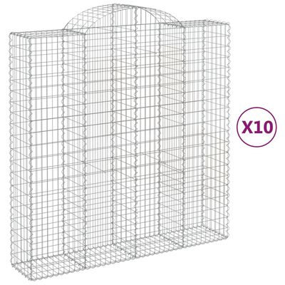 vidaXL Kosze gabionowe, 10 szt, 200x50x200/220cm, galwanizowane żelazo