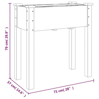 vidaXL Kwietnik z wyściółką, szary, 71x37x76 cm, lite drewno jodłowe