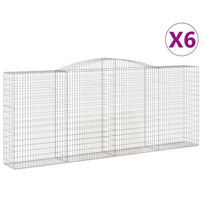 vidaXL Kosze gabionowe, 6 szt, 400x50x160/180 cm, galwanizowane żelazo