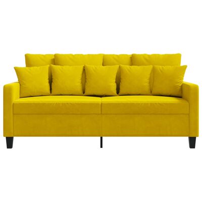 vidaXL Sofa 2-osobowa, żółta, 140 cm, tapicerowana aksamitem