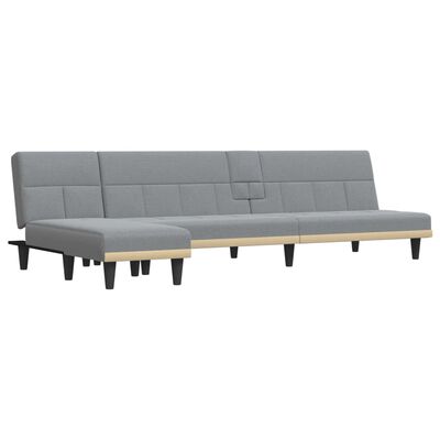 vidaXL Sofa rozkładana L, jasnoszara, 255x140x70 cm, tkanina