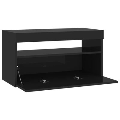 vidaXL Szafka pod TV z oświetleniem LED, czarna, 75x35x40 cm