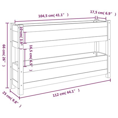 vidaXL Donica, czarna, 112x25x66 cm, lite drewno sosnowe