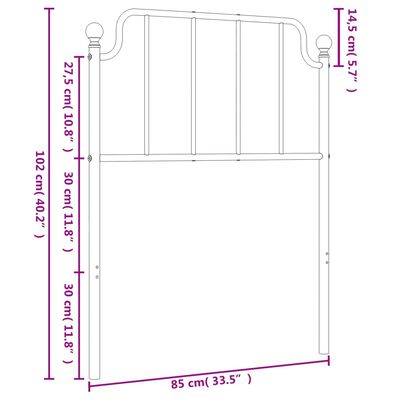 vidaXL Metalowe wezgłowie, czarne, 80 cm