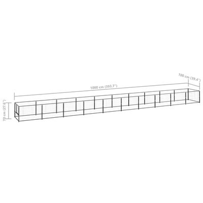 vidaXL Kojec dla psa, czarny, 10 m², stalowy