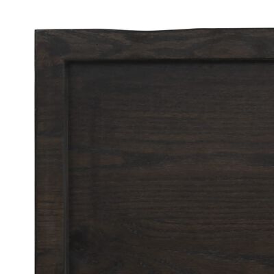 vidaXL Blat stołu, ciemnobrązowy, 180x40x(2-6) cm, lite drewno dębowe