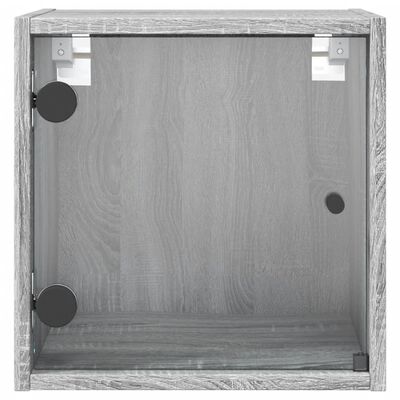 vidaXL Szafka nocna, szklane drzwi, szary dąb sonoma, 35x37x35 cm