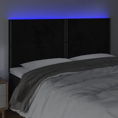 vidaXL Zagłówek do łóżka z LED, czarny, 180x5x118/128 cm, aksamit