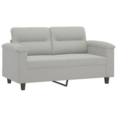 vidaXL 2-osobowa sofa z poduszkami, jasnoszara, 120 cm, mikrofibra