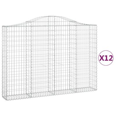 vidaXL Kosze gabionowe, 12 szt, 200x30x140/160cm, galwanizowane żelazo