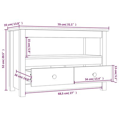 vidaXL Szafka pod telewizor, 79x35x52 cm, lite drewno sosnowe