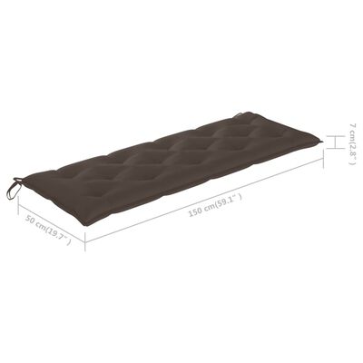 vidaXL Ławka Batavia z poduszką w kolorze taupe, 150 cm, drewno tekowe